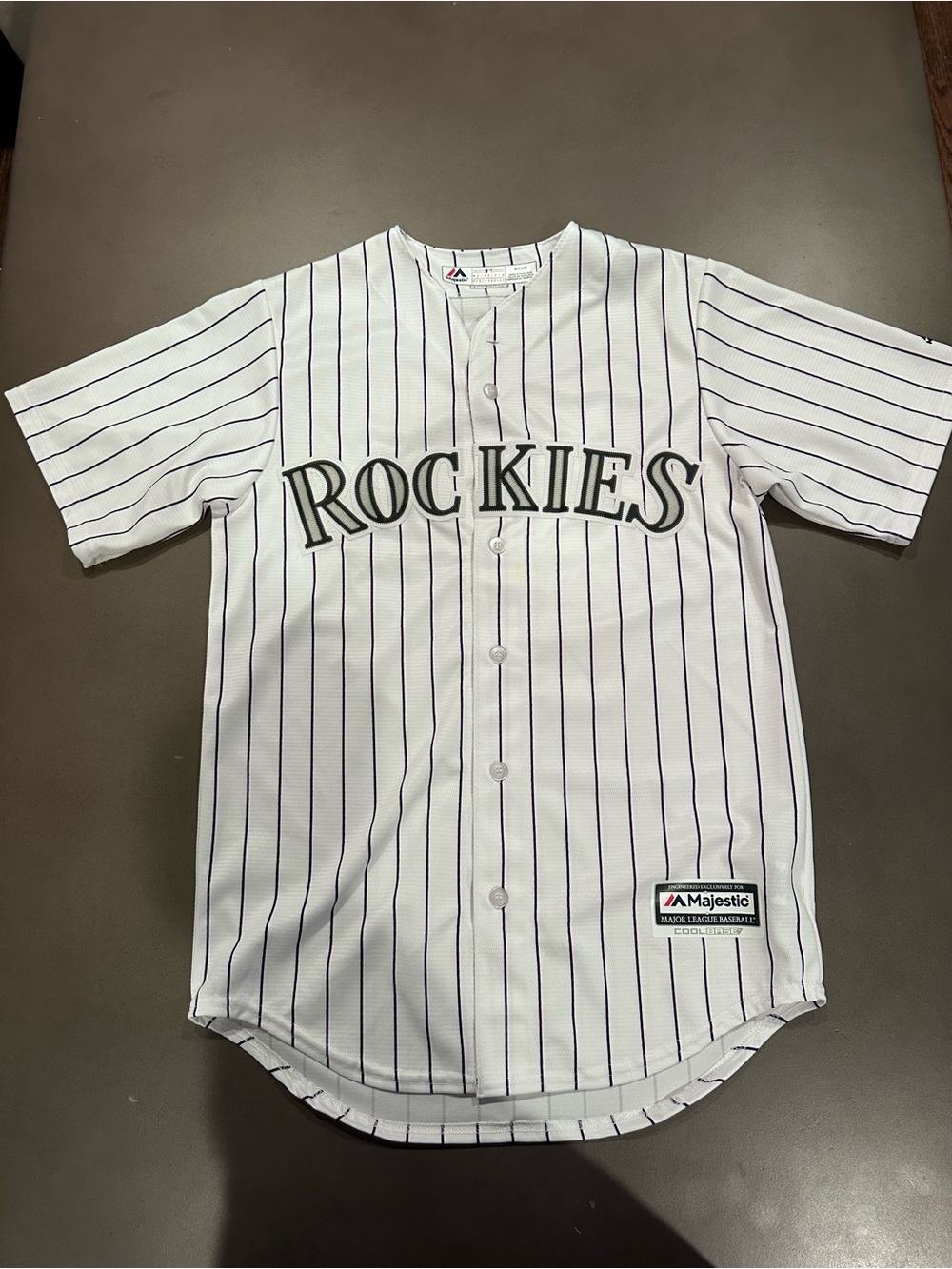 Majestic White & purple striped  Rockies  Baseball Jersey
